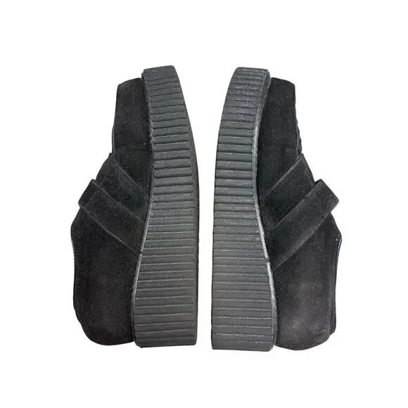 Demonia Creeper Black Faux Suede Platform Monk Strap Shoes Women 9 Grunge Goth - Picture 5 of 7